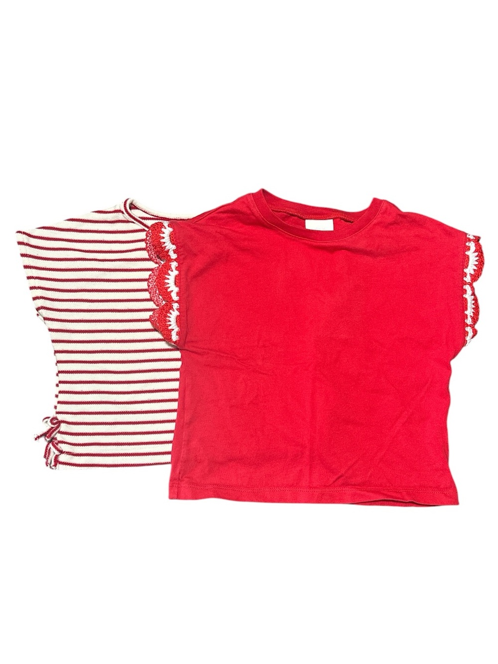 Zara Kids Short Sleeve Tee with Lace Trim - 2-Pack